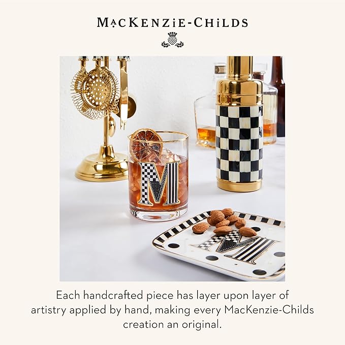 MACKENZIE-CHILDS Monogram Dish, Decorative Ceramic Letter Plate, 5 3/4" Square, N