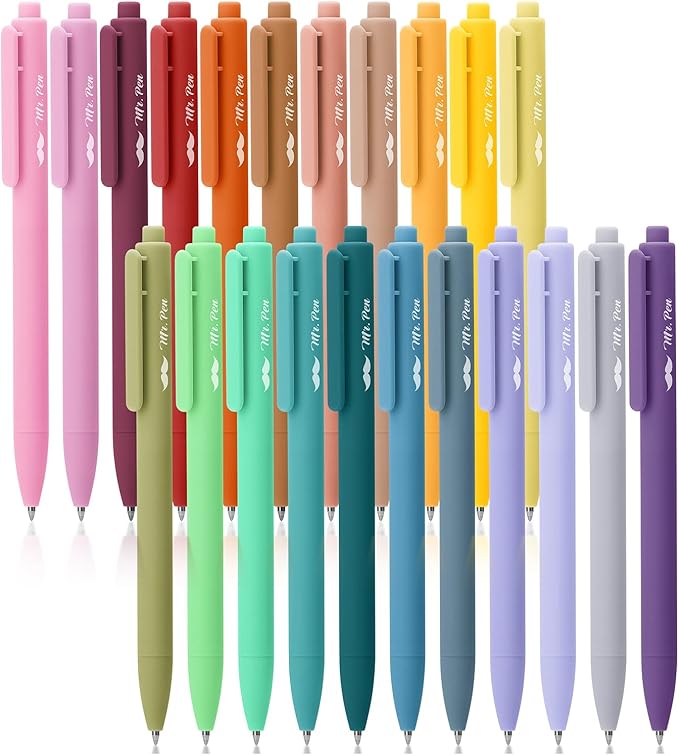 Mr. Pen- Retractable Gel Pens, 22 Pack, Color Ink Gel Pens Fine Point, 22 Vintage Colors, Fine Point