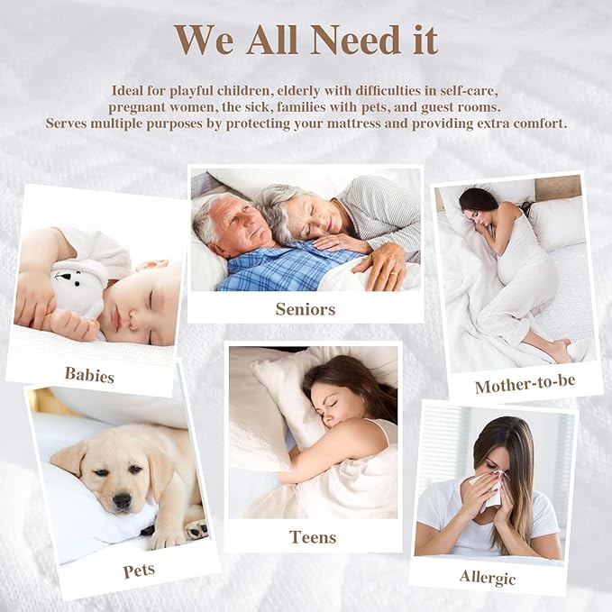 Twin XL Mattress Protector 2 Pack, Waterproof Mattress Pad Washable Rayon Mattress Cover Breathable Noiseless Bed Protector 3D Patterns 5" - 21'' Elastic Fitted Deep Pocket(White)