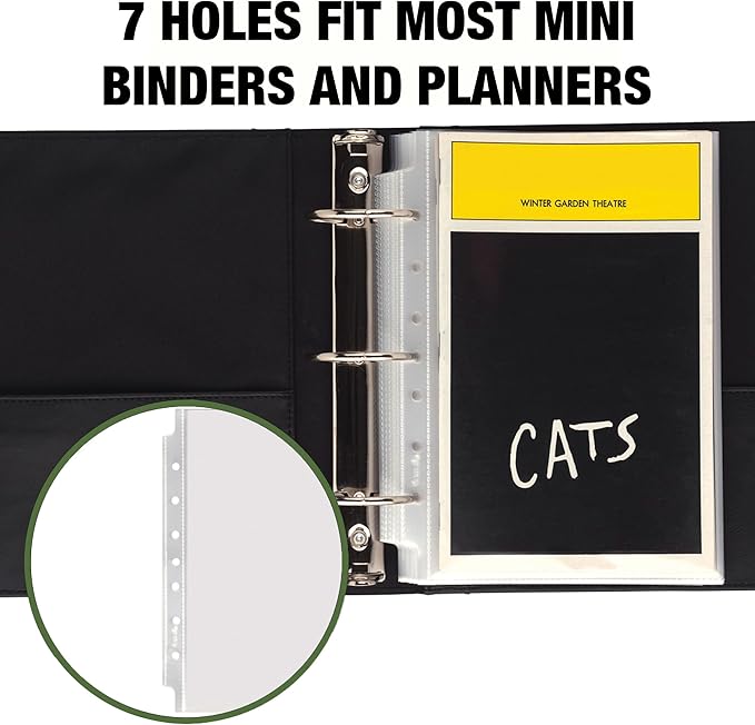Samsill Mini Sheet Protectors, 5.5 x 8.5 Inch Page Protectors for Mini 3 Ring Binder, Heavy Duty, Clear Protector Sheets, 7 Hole, Top Loading, Acid Free (Pack of 2000)