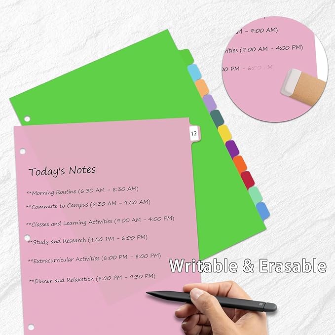 Binder Dividers with Tabs,Monthly Dividers for 3 Ring Binder,12 TABS,Customizable Table of Contents,Multicolor,1 Sets