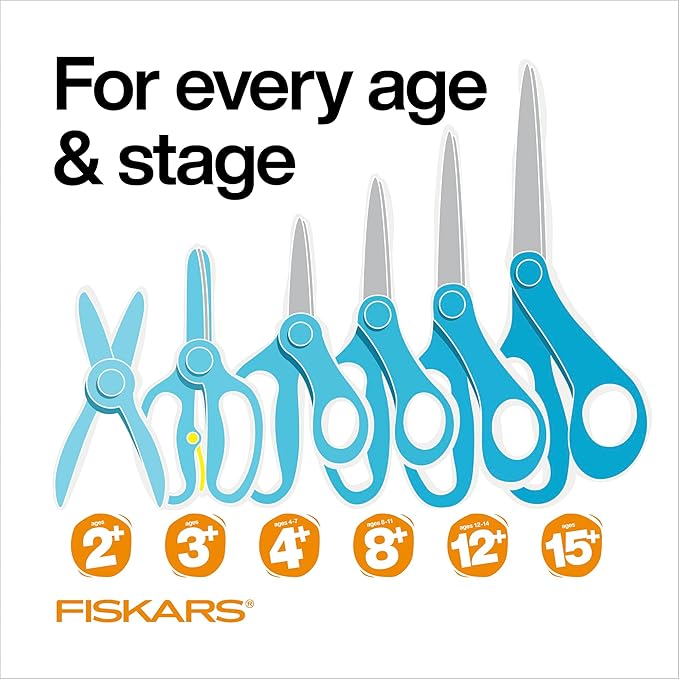 Fiskars 7" Student Scissors for Kids Ages 12-14, Scissors for School or Crafting, Back to School Supplies, Blue