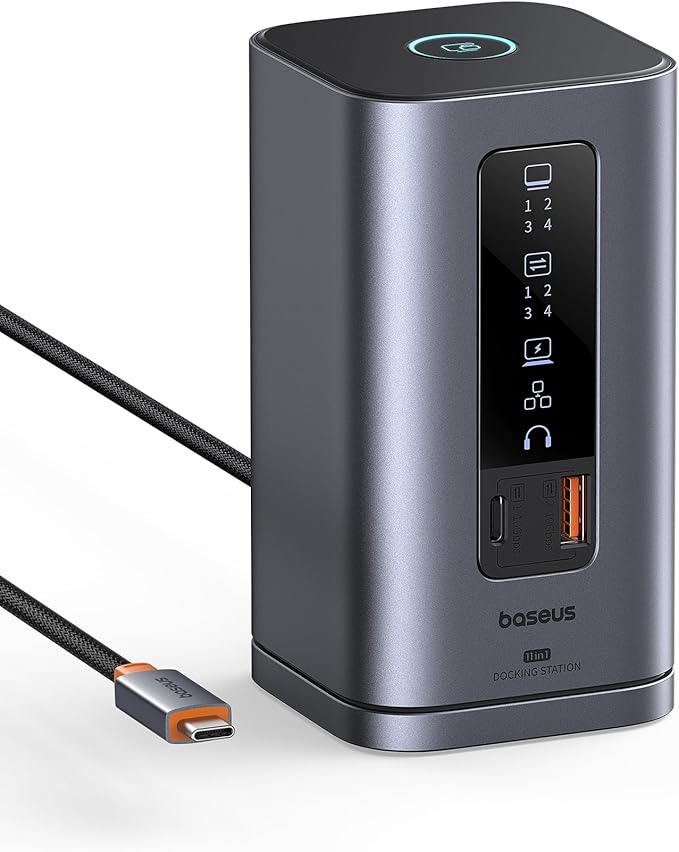 Baseus Docking Station, Spacemate(Win) 11 in 1, Triple Display, 4K HDMI and DP, 10Gbps USB A/C Ports, Gigabit Ethernet, 100W PD, Audio, Laptop Docking Station for Windows/Dell/HP/Lenovo/Asus/Acer/Mac