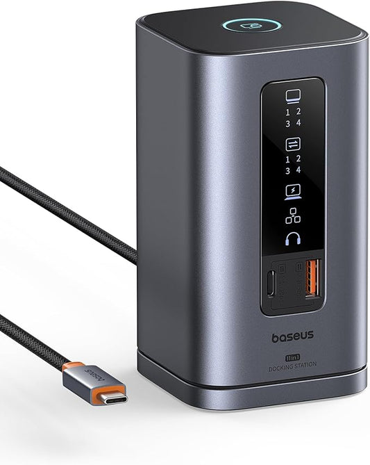 Baseus Docking Station, Spacemate(Win) 11 in 1, Triple Display, 4K HDMI and DP, 10Gbps USB A/C Ports, Gigabit Ethernet, 100W PD, Audio, Laptop Docking Station for Windows/Dell/HP/Lenovo/Asus/Acer/Mac