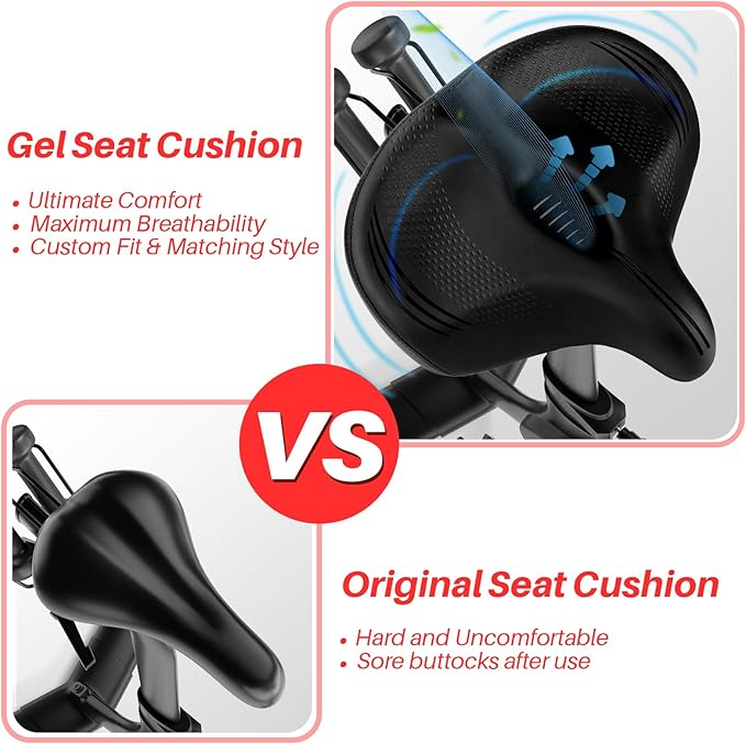 Oversized Bike Seat for Peloton Bike & Bike+, Comfort Seat Cushion Compatible with Peloton, Road or Exercise Bikes, Bicycle Wide Saddle Replacement for Men & Women, Accessories for Peloton
