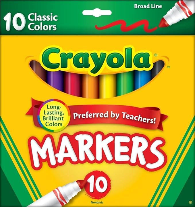 Crayola Broad Line Markers, Classic Colors 10 Each (Pack of 3)