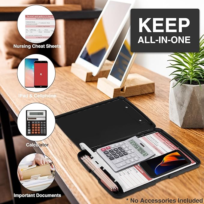 Sooez Clipboards with Storage, High Capacity Clip Boards 8.5x11 with Pen Holder, Heavy Duty Plastic Paper Organization Folder Cases, Letter / A4 Size for Nurse Teachers, School & Office Supplies