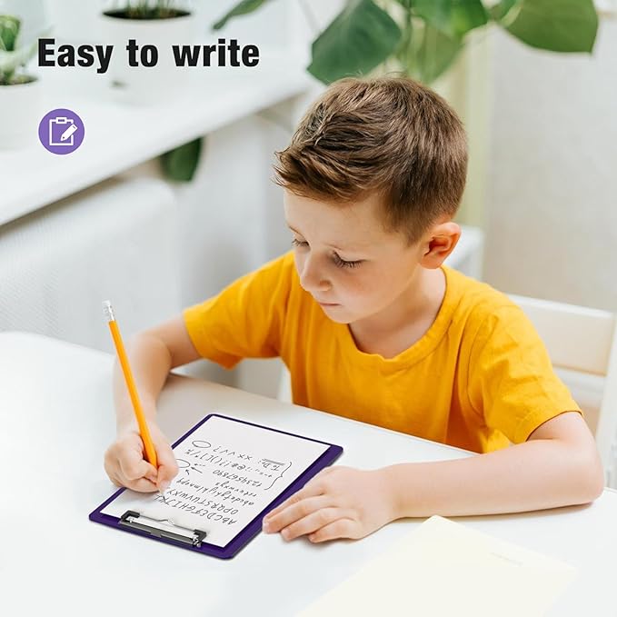 2 Pack Small Clipboards, A5 Plastic Mini Purple Clip Board for Classroom, Students, Kid, Size 6" x 9" with Low Profile Clip, Office & School Supply