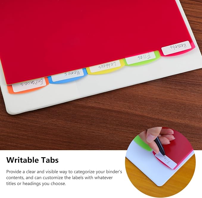 HABGP 3 Ring Binder Dividers with Tabs, 15PCS/3 Set Plastic Dividers for 3 Ring Binder, 5 Tab 3 Hole Punch Dividers Color Pages,Tabbed Index Dividers