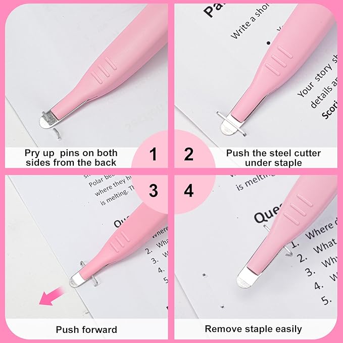 THINKLEARN 5 PCS Staple Remover Tool, Magnetic End for Staple Collecting, Multicolored Stapler Remover Staple Puller for Quick and Effortless Staple Removal, for Office, School, Home Use