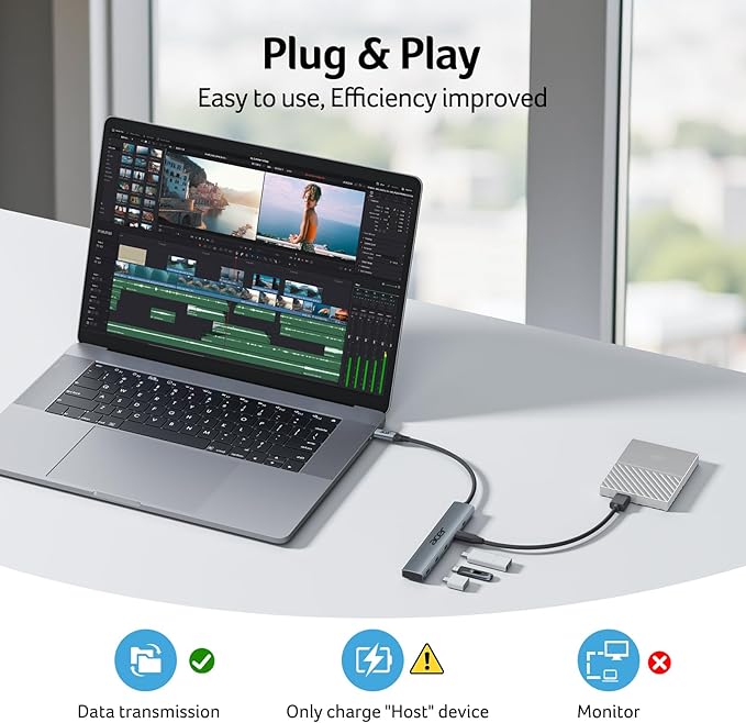 Acer 10 Gbps USB C Hub, USBC Splitter with 4*USB C 3.2 and 100W PD Port, Fast Transfer Type-C Multiport Adapter Compatible with MacBook Pro/M2/M1, iPad, Surface Pro, XPS【No Video Output】