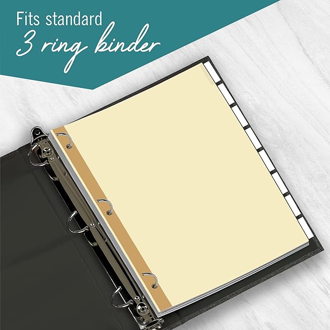 5-Tab Binder Dividers for 3 Ring Binder, Insertable Clear Big Tabs, Bulk Letter Size Paper Divider, 8.5 x 11 inch, 12 Sets (60 Dividers Total)