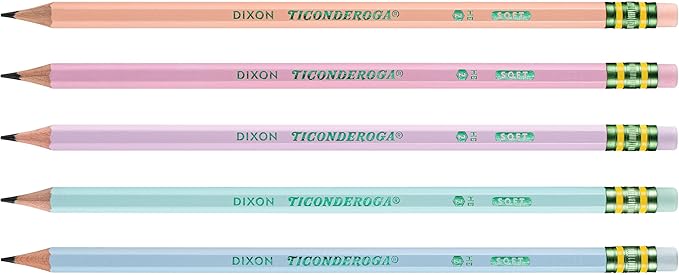 Ticonderoga® Pastel Pencils,2 Soft,Assorted Colors,Pencils,10 Count (Pack of 2)
