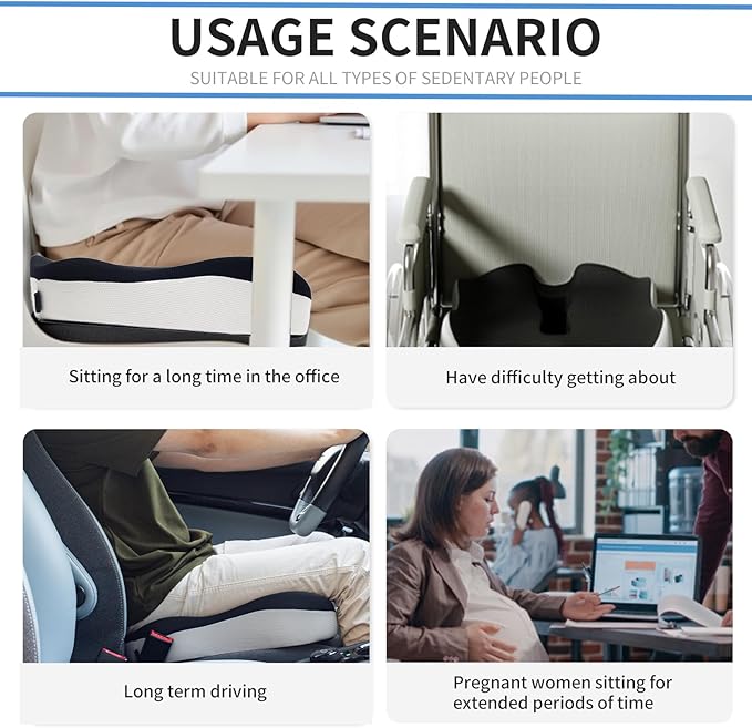 CXC Premium Seat Cushion: Orthopedic Memory Foam for Long Sitting - Tailbone Pain Relief | Extra Large Cooling Gel Chair Cushion for Office, Car, Wheelchair, Gaming | Desk Chair Comfort Ergonomic Pad