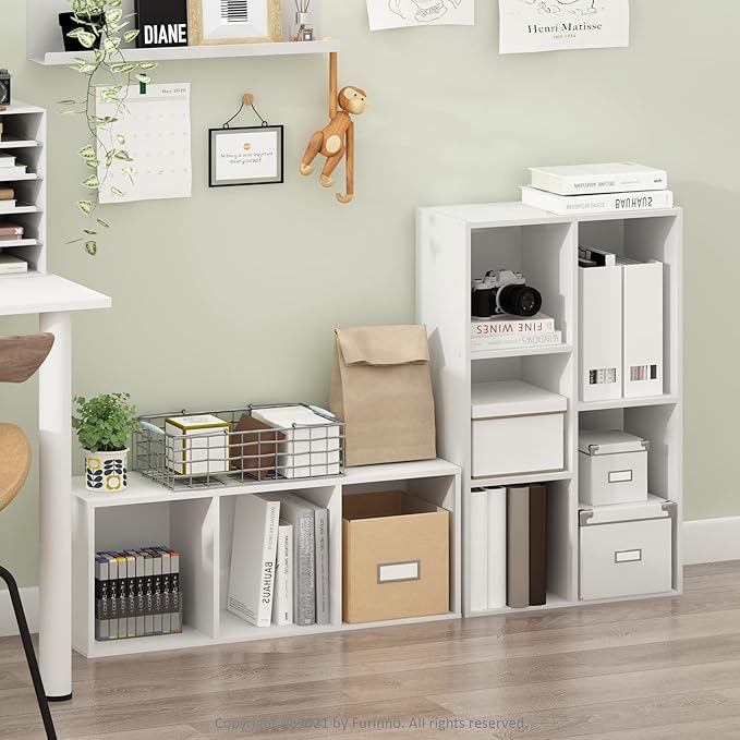Furinno Luder 5-Cube No Tool Assembly Open Shelf, White