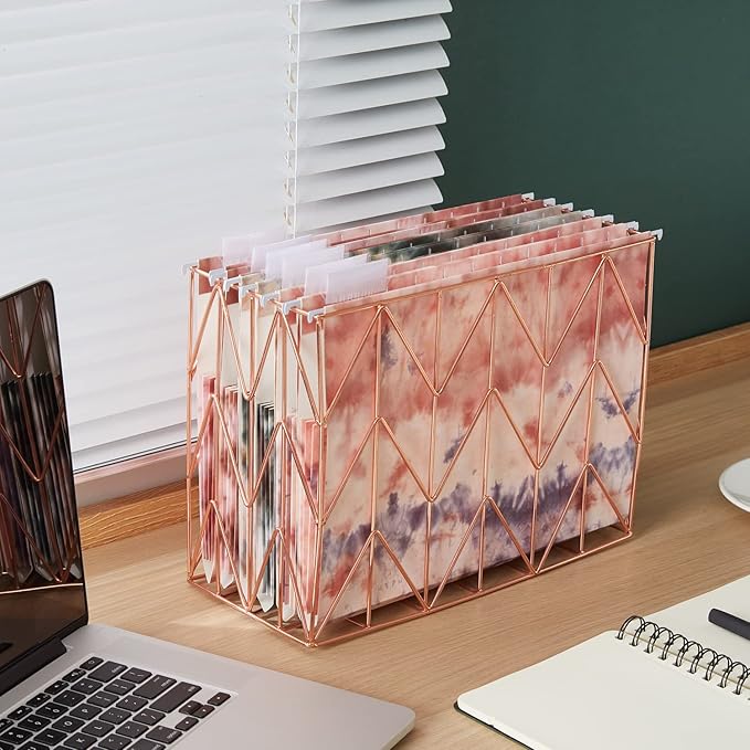 Y YOMA Letter Size - 6 Pack Extra Capacity Hanging File Folders with Pocket Accordion Decorative File Folder Cute Colored Expandable Folder for Office with 1/5-Cut Adjustable Tabs, Tie-dye Pattern