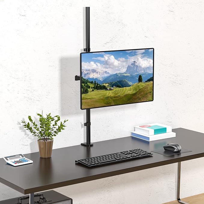 WALI Single Monitor Stand Desk Mount, 39 inch Tall Monitor Stand Fully Adjustable, Articulating Arm for Computer Screen up to 32 inch, 22lbs (M001XXL), Black
