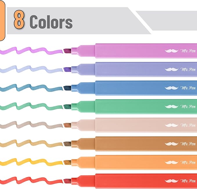 Mr. Pen- Aesthetic Highlighters, 8 Pack, Chisel Tip, Rainbow Rangers, Cute Highlighters Assorted Colors