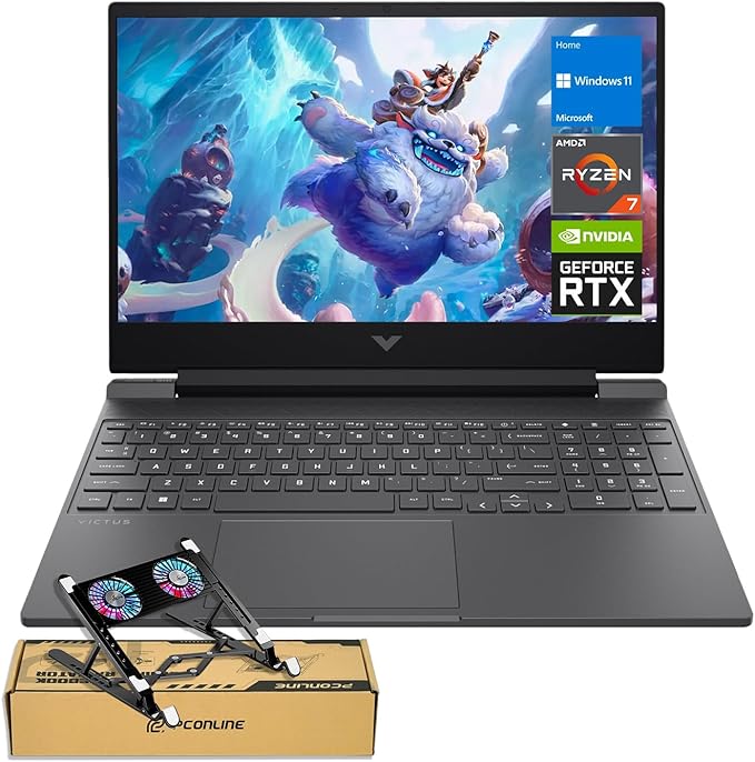 HP Victus RTX 4050 AI Gaming Laptop with Copilot, 15.6 FHD 144Hz, AMD Ryzen 7 7445HS(Beats Intel i7-13700), NVIDIA RTX 4050, 16GB DDR5 RAM, 1TB SSD, Backlit KB, Bundle with PCO Laptop Cooler