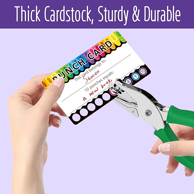 332 PCS Punch Cards, 4 Designs Incentive Reward Card Student Awards Loyalty Cards for Business, Classroom, Kids Behavior, Students, Teachers (3.5” x 2”)