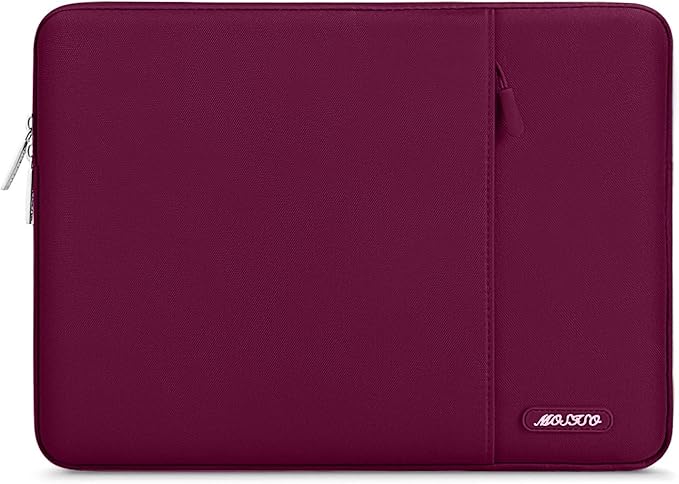 MOSISO Laptop Case 14 inch, 14 inch Laptop Sleeve Compatible with HP Lenovo Dell ASUS Acer, HP Stream, Dell Latitude, Lenovo IdeaPad, Polyester Vertical Computer Sleeve Bag with Pocket, Wine Red