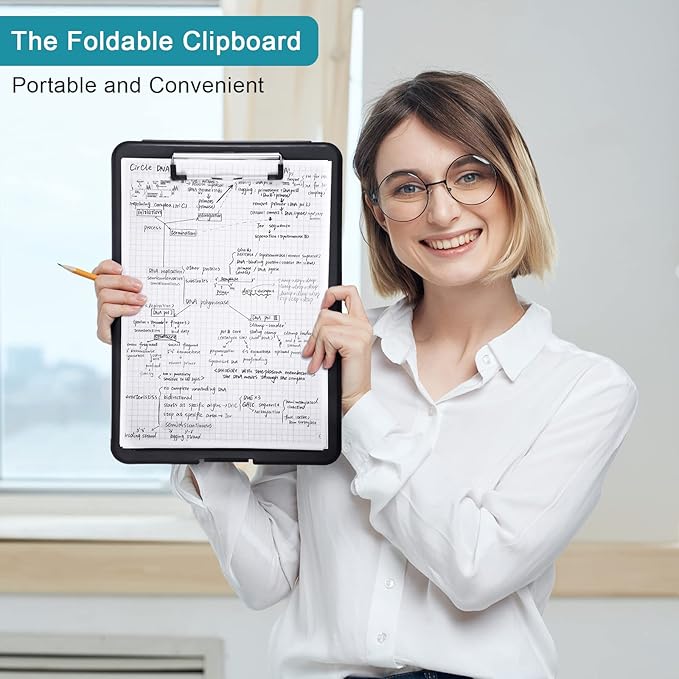 Epakh 7 Pcs Clipboard with Storage Bulks Plastic Storage Foldable Nursing Clipboard with Low Profile Clip for Student Teacher Nurse Employee, 9.5 x 13.5 Inch