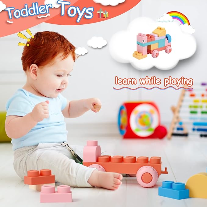 78 Pcs Top STEM Soft Building Block Sets for Kids Aged 18 months to 6 years.Mega Blocks for Baby.Large Construction Stacking Block Toys for Toddler to Improve Imagination、Creativity、Hands-on Ability