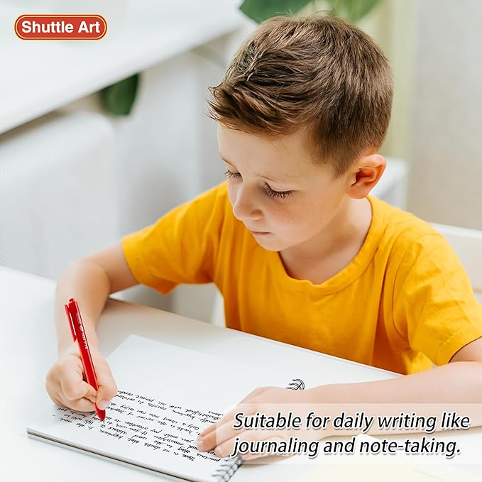 Shuttle Art Ballpoint Pens, 24 Pack Colored Retractable Black Ink Ball Point Pens, Cute Pens 1.0mm Medium Point Quick Drying for Writing Journaling Taking Notes School Office Home