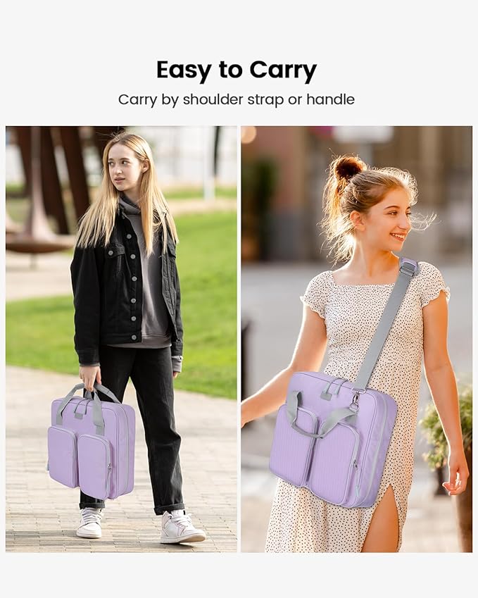 4 Inch 3 Ring Zipper Binder with Shoulder Strap & Handle & Multi-Pocket - 4" Binder with Zipper for School, Compatible with 13-Inch MacBook/Tablet -Patent Design Purple