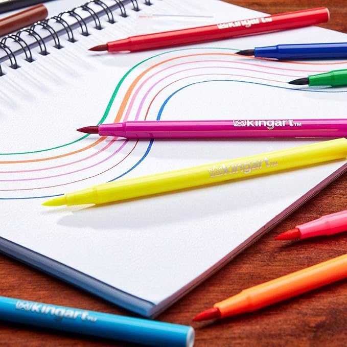 KINGART 36 Watercolor Brush Markers Set: Flexible Tip Pens for Coloring Books, Calligraphy, Doodling, Manga & Painting
