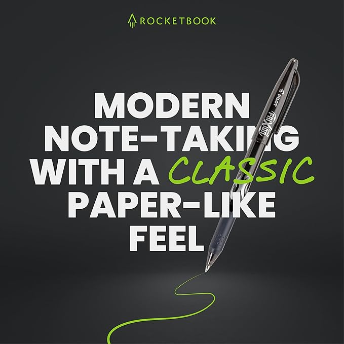 Rocketbook Fusion Hybrid Reusable Planner and Notebook in One, Additional Blank Pages, Goal and Project Tracker, Undated Planner, Executive Size 6x8.8, Black (Pack of 1)