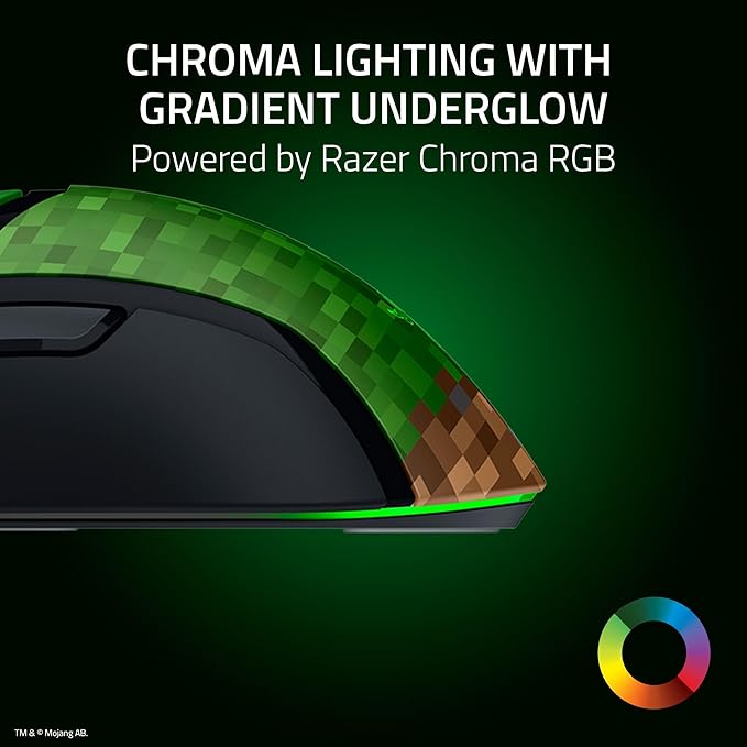 Razer Cobra Wired Gaming Mouse: 58g Lightweight - Gen-3 Optical Switches - Chroma RGB Lighting Underglow - Precise 8500 DPI Optical Sensor - 100% PTFE Mouse Feet - Speedflex Cable - Minecraft Edition