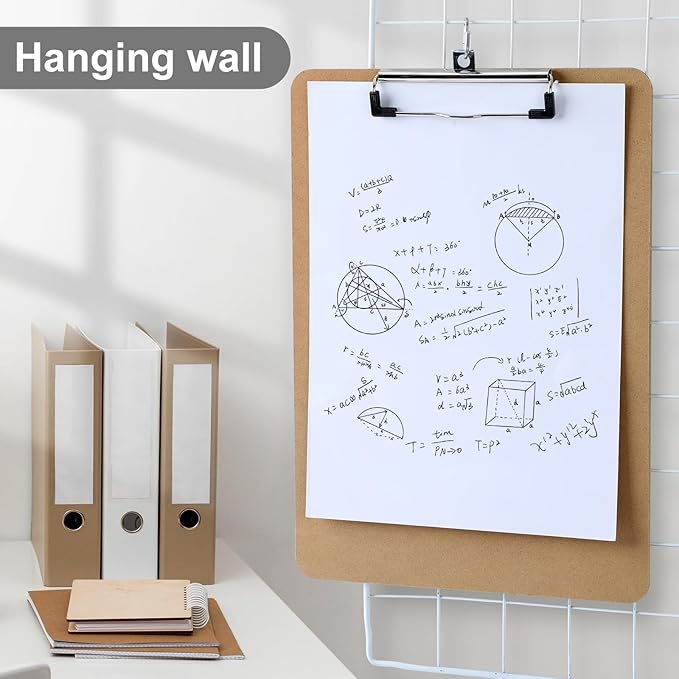 Wood Clipboards Set of 4, Letter Size Hardboard Clip Board 8.5x11 for Classroom, Students, Kid, A4 Standard Size 9" x 12.5" with Low Profile Clip, Office & School Supply
