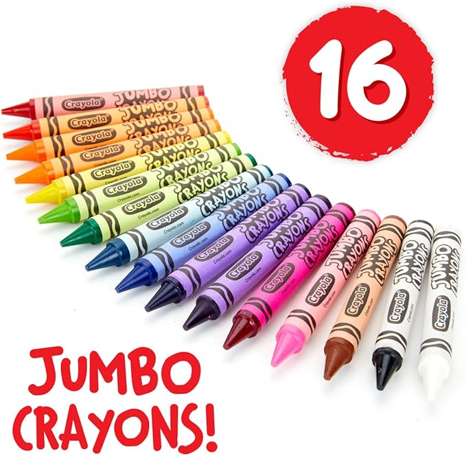 Crayola Jumbo Crayons Bulk, 6 Sets of 16 Large Crayons for Toddlers & Kids, School Supplies, Gifts [Amazon Exclusive]