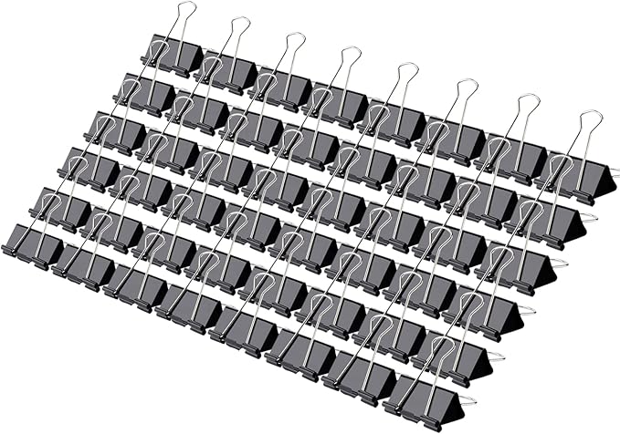 Binder Clips,Qimailer Medium Clips,48 Pcs,1.25 Inch,Black Metal Binder Clips and Paper Clips for Office, Home, School