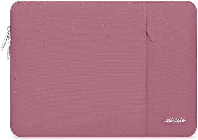 MOSISO Laptop Case 16 inch, 15-15.6 inch Laptop Sleeve Compatible with MacBook Pro 16 M4 M3 M2 M1, HP Acer Dell Lenovo ASUS Notebook, Polyester Vertical Computer Sleeve Bag with Pocket, Dusty Rose