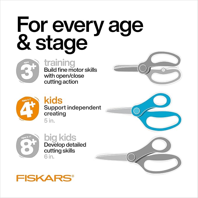 FISKARS Magic Morph Kids Scissors - Image Moves when Tilted - Pointed-tip for Ages 4+ - Fun Ninja Design - Back to School Supplies