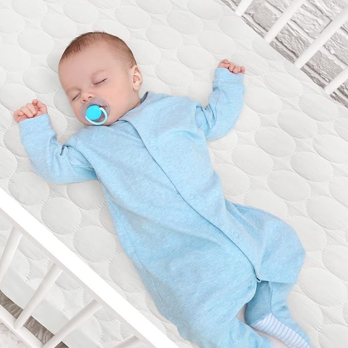 Crib Mattress Protector Sheets Waterproof 2 Pack, Quilted Crib Mattress Pad Cover Fitted Fits for Toddler Bed Mattress, White, 52” x 28”