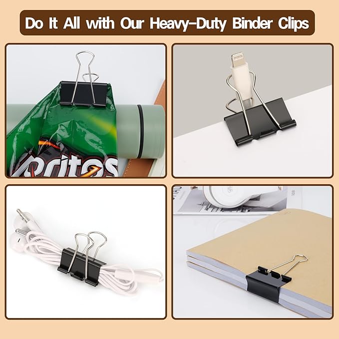 Binder Clips, Qimailer Medium Clips,36 Pcs 1.25 Inch,Black Metal Binder Clips and Paper Clips for Office, Home, School