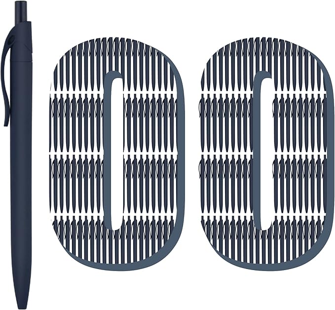 Deegtran 100 Pack No Bleed Blue Barrel Click Pens, Wholesale Retractable Ballpoint Pens, Medium Point, Smooth Ink, 1.0MM Black Ink
