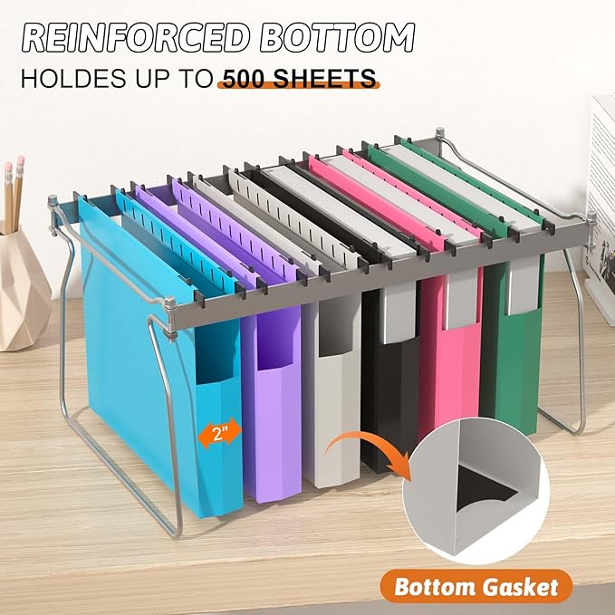 Plastic Extra Capacity Hanging File Folder,12 Pack Expanding Hanging File Folders Letter Size, Heavy Duty Folders 2 Inch Expansion, Reinforced Hanging Folders Designed for Bulky Files(Colorful)