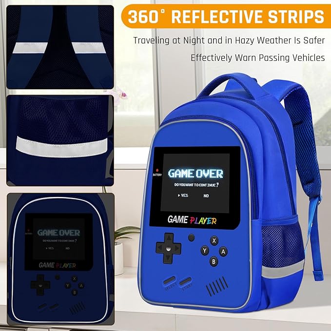 School Backpack For Boys - Gamer Boys Backpack For Kids Children Teens Elementary Middle School - Ages 6-18，17″
