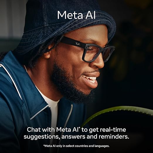 Ray-Ban Meta (Gen 1), Skyler, Shiny Black | Smart AI Glasses for Men, Women — 12 MP Ultra-Wide Camera, Open-Ear Speakers for Audio, Video Recording and Bluetooth — Clear Lenses — Wearable Technology