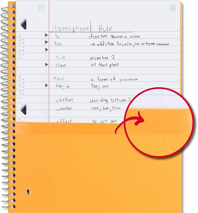 Five Star Spiral Notebook + Study App, 3 Subject, Wide Ruled Paper, 8" x 10-1/2", 150 Sheets, Fights Ink Bleed, Water Resistant Cover, Harvest Yellow (73463) (Pack of 2)