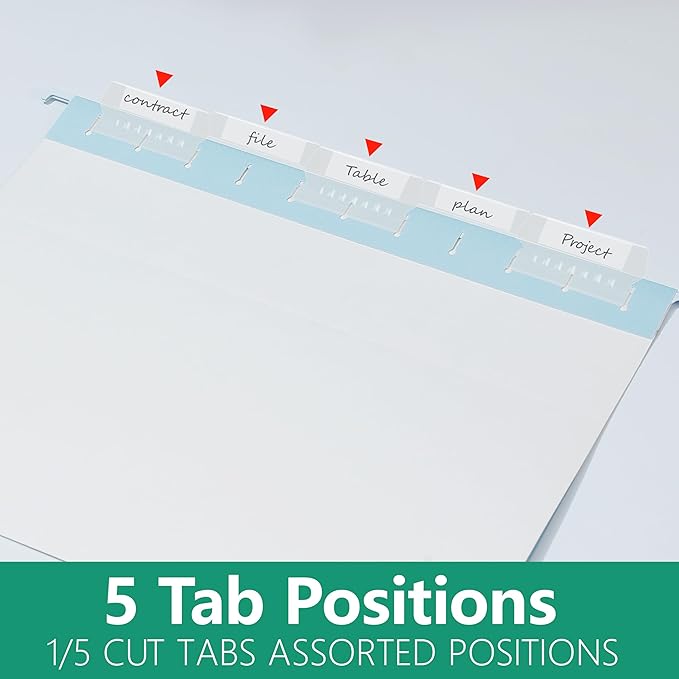 High Capacity Blue Hanging File Folders,Pastel Colors,Heavy Duty for Filing Cabinet,Insertable Tabs,Letter Size-25 Pack