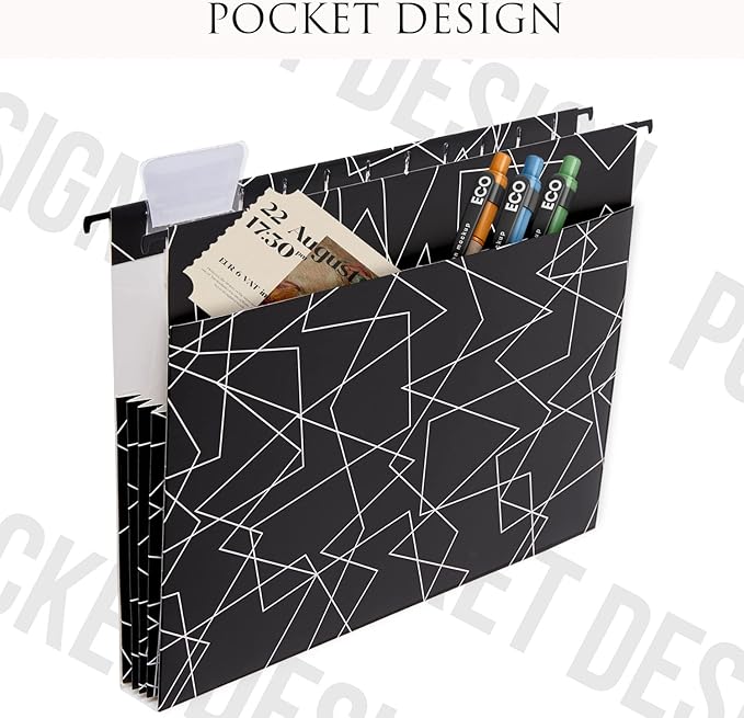Y YOMA File Folder with Outside Pocket, 8.5 x 11-Inch, Black & White
