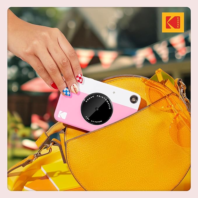 KODAK Printomatic Full-Color Instant Print Digital Camera - Colorful Photos On Zink 2x3" Sticky-Back Photo Paper - 5MP, Portable, Creative Fun Gift for Birthday, Christmas, Holiday - Pink