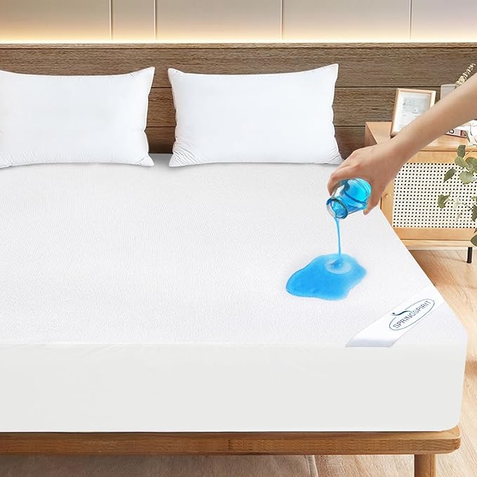 California King Mattress Protector 100% Waterproof & Noiseless & Soft & Skin-Friendly Terry Surface Perfectly Fitted up to 18'' Depth Cal King Mattress Cover Protector