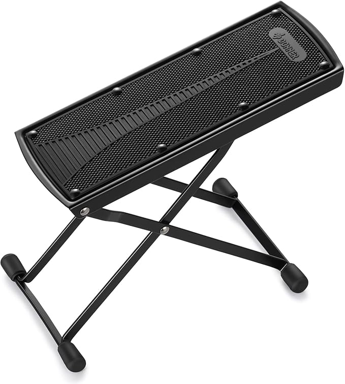 Donner Guitar Foot Stool Adjustable Guitar Leg Rest Step Footstool Black for Classical Guitar Player