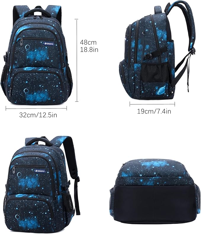 MITOWERMI Boys Backpacks for Primary Junior School Kids Backpack with Lunch Box Galaxy Space Bookbags for Boys Girls